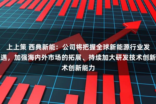 上上策 西典新能：公司将把握全球新能源行业发展机遇，加强海内外市场的拓展、持续加大研发技术创新能力